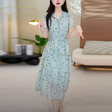 乔其纱时尚洋气衣服女2025夏季新款减龄气质优雅温婉法式连衣裙子