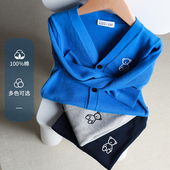 毛衣上衣2024新款 男童儿童春秋季 男孩休闲针织衫 纯棉开衫 薄款