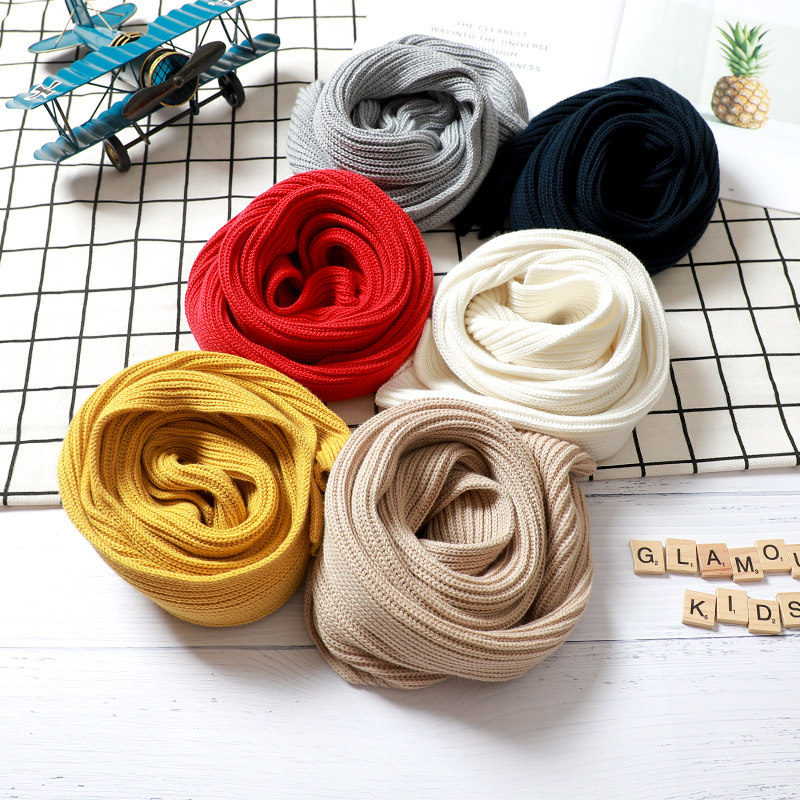 2024秋冬季新款儿童针织围巾男童宝宝纯棉毛线围脖小孩童装韩版潮