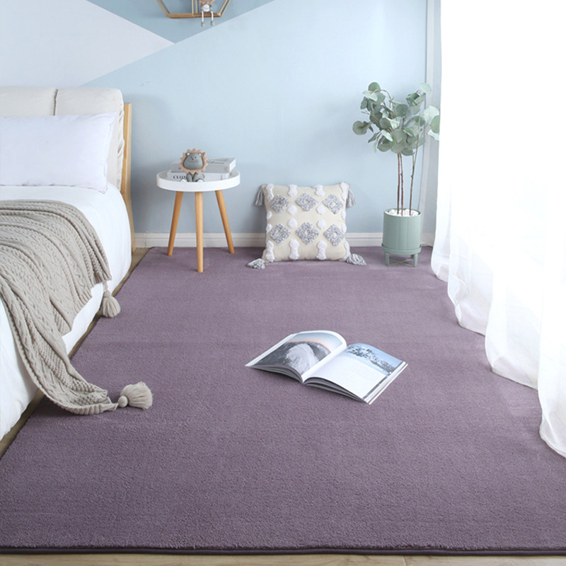 满铺加厚纯色床下床边毯房间卧室地毯床前床头脚垫客厅短毛绒地垫