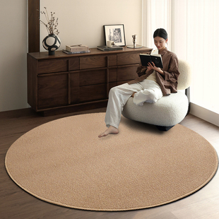 圆形地毯仿剑麻中古高级感沙发毯客厅摇摇椅地垫卧室电竞转椅垫子