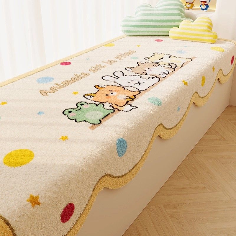 卡通加厚可机洗飘窗垫秋冬毛绒窗台垫儿童房飘窗毯主卧室阳台坐垫