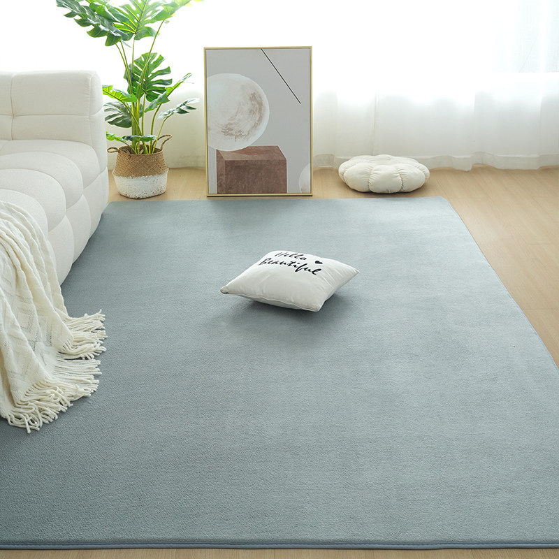 灰色地毯短绒夏季床边毯客厅卧室床前房间全铺儿童阅读区绿色地垫