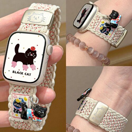 适用iwatch11表带可爱挂饰applewatch苹果手表S10s9尼龙编织磁吸8