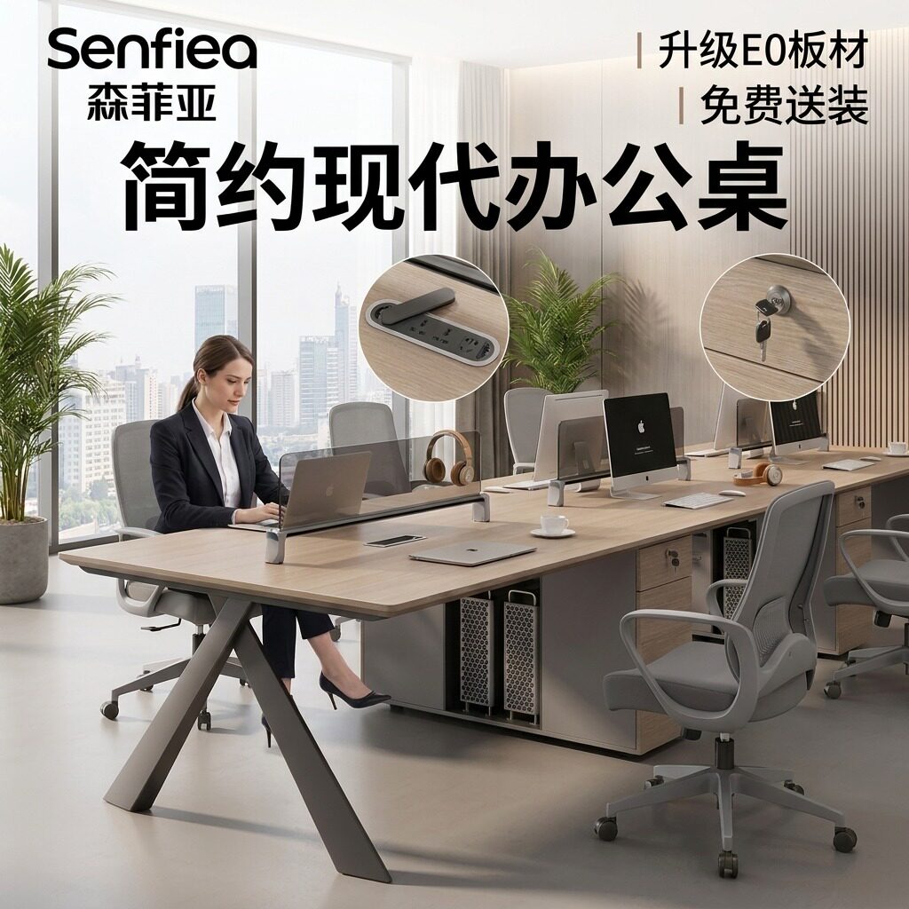 森菲亚时尚创意员工工位桌图片
