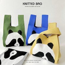 可爱熊猫包针织手拎包大容量手提包日常出游背 成都熊猫爷爷同款