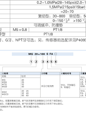 注塑机机械手上下引拔迷你气缸CDG1BA20-25/32/40/50/63-75X100Z