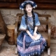 春夏款 汉服女蓝染歌谣苗疆异域风刺绣斜襟大袖 上衣半裙民族风套装