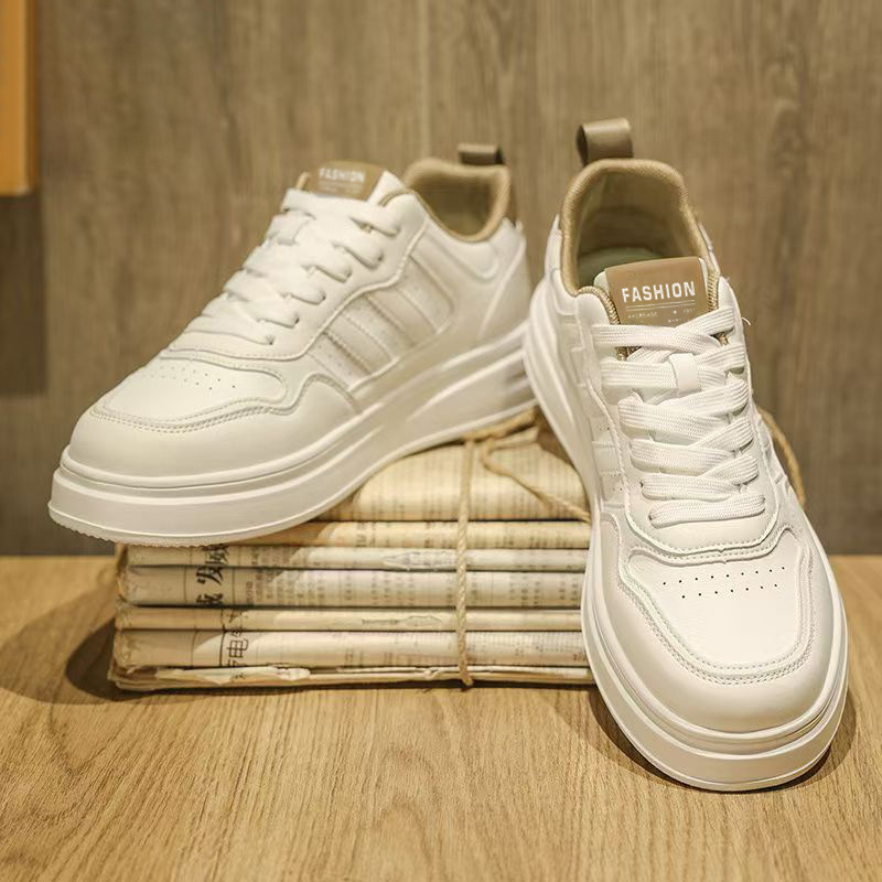 2025新款秋季透气运动休闲低帮板鞋男士真皮软底小白潮鞋