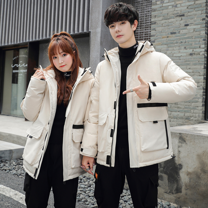 吉普盾2020冬季新款青年加厚男士羽绒服情侣短款工装外套潮流男装
