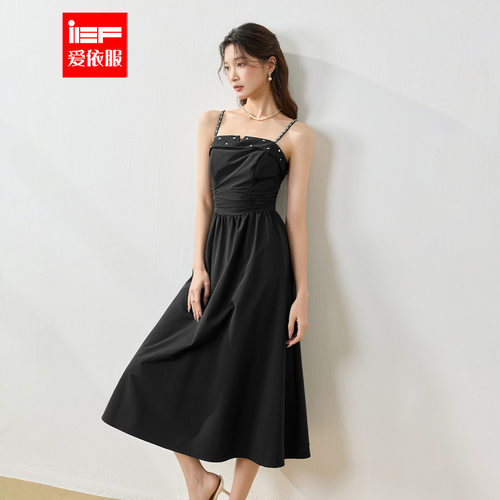 IEF/爱依服裙子2026夏季新款韩系气质感收腰显瘦设计感吊带长裙
