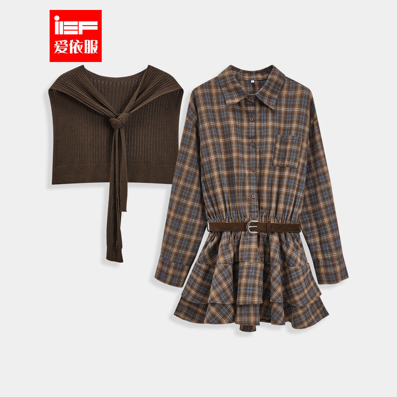 IEF/爱依服裙子2026春季新款韩版复古休闲运动风格子设计连衣裙,女装/女士精品,连衣裙,淘宝优惠券,粉丝福利购,淘宝优惠卷