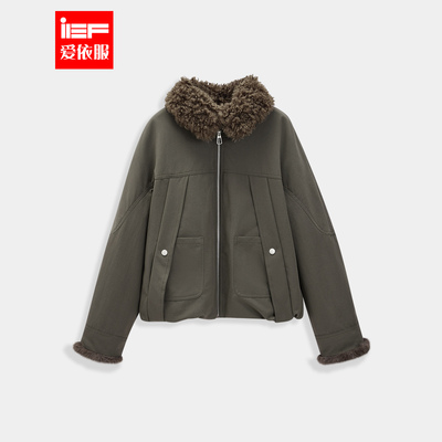 IEF/爱依服2025年冬季新款毛领时尚夹克女巨好看的厚外套加绒潮