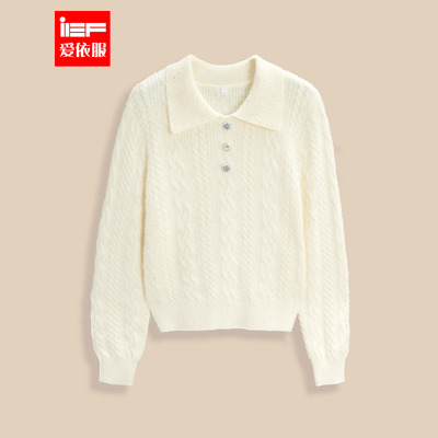 IEF/爱依服2025冬季新款法式温柔小女人休闲通勤气质百搭毛织上衣