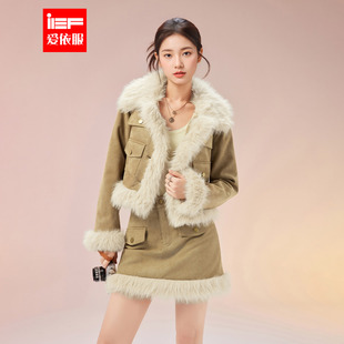 美式 新款 复古辣妹气质设计感夹棉上下套短裙 爱依服2025冬季 IEF