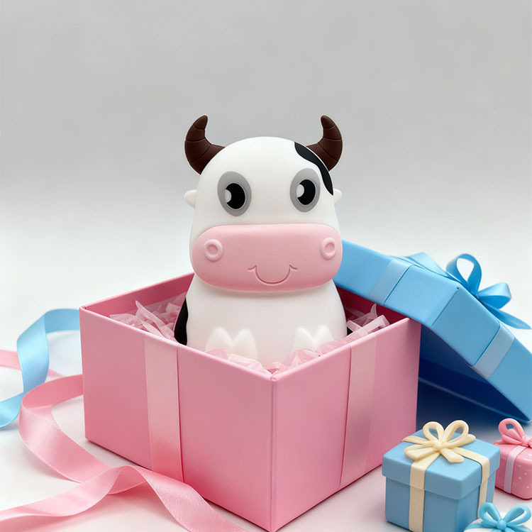 创意奶牛硅胶七彩蓝牙音箱小夜灯礼品卧室床头伴睡拍拍氛围logo