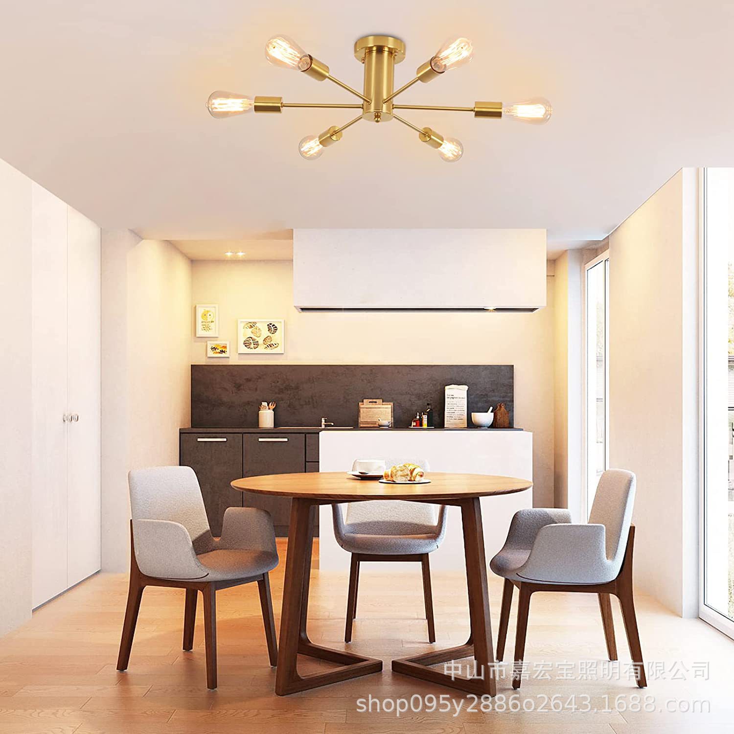 多头吸顶灯现代简约餐厅铁艺室内