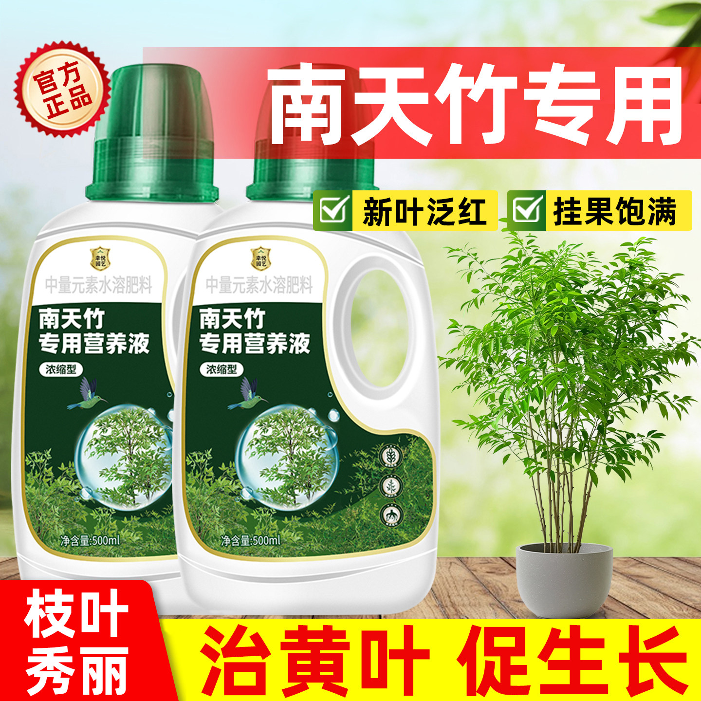 南天竹营养液肥料专用肥治黄叶枯叶红杷子养料兰竹植物通用有机肥