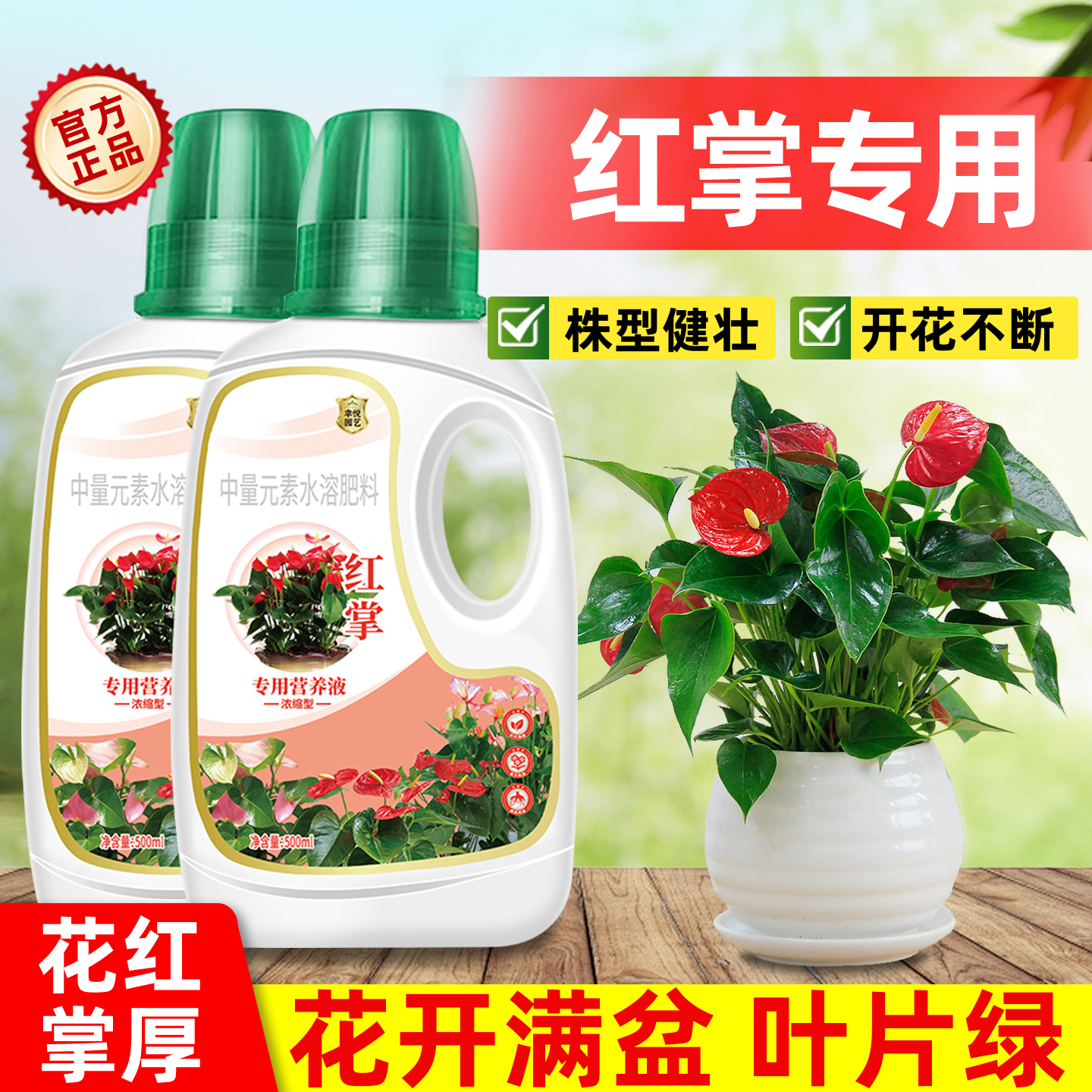 红掌白掌专用肥料治黄叶烂根家庭阳台盆栽植物土培水培通用营养液