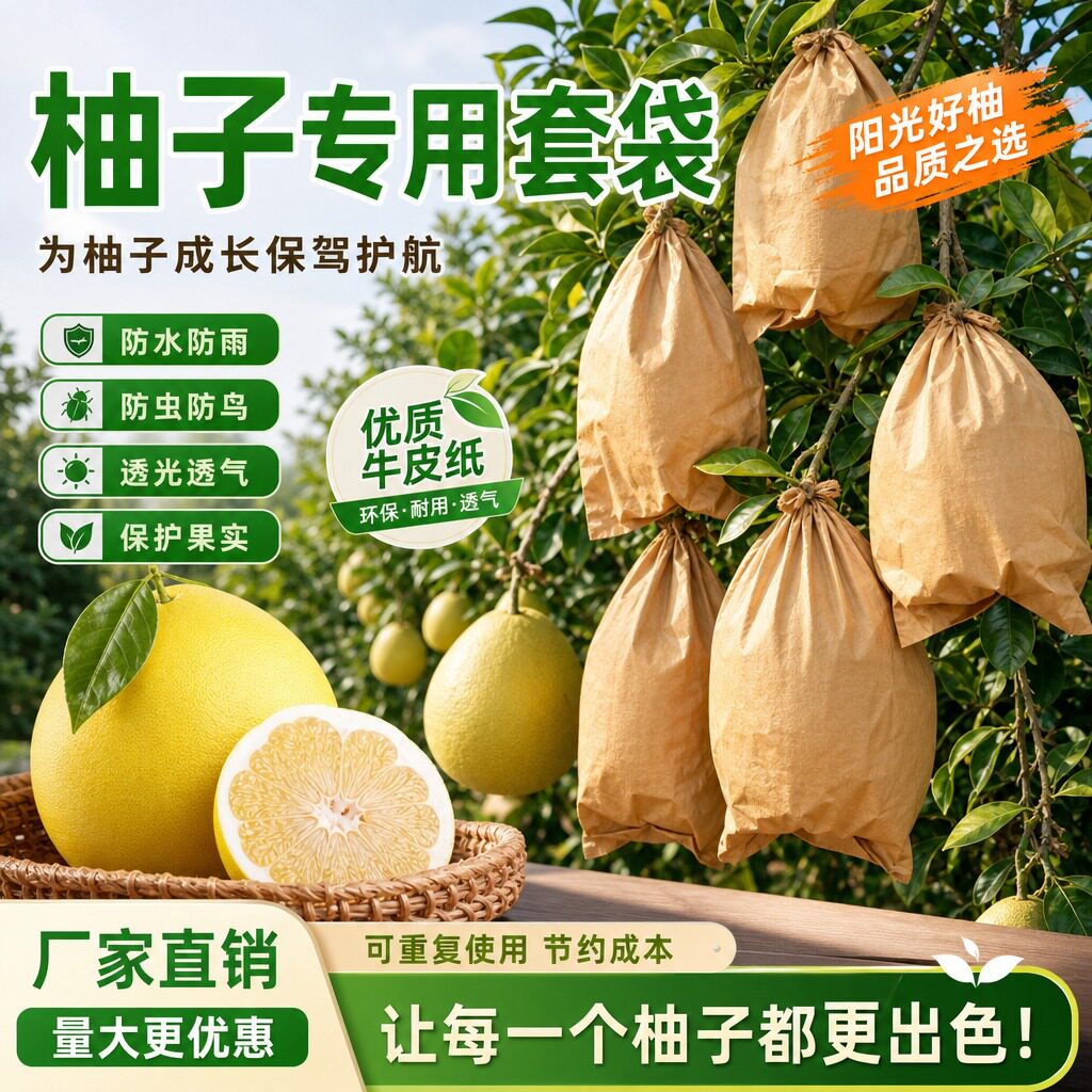 柚子专用套袋防虫防鸟阳光玫瑰纸袋重复使用通用袋果树水果保护袋