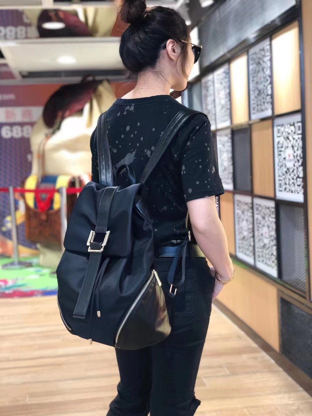 新款背包女双肩韩版时尚潮流简约百搭休闲大容量皮拼布旅游包INS,箱包皮具/热销女包/男包,双肩背包,淘宝优惠券,粉丝福利购,淘宝优惠卷