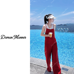 DAMAN | 亚麻高级感高腰连体衣休闲时尚百搭宽松背带裤DM25285