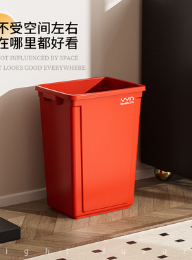 红色无盖长方形大容量垃圾桶家用超大厨房卫生桶餐饮大号商用桶
