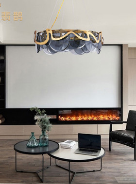 轻奢后现代客厅艺术吊灯简约餐厅卧室白色烟灰色玻璃设计师款吊灯