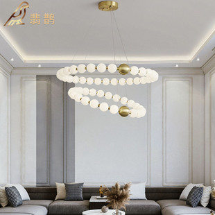 新款全铜客厅吊灯轻奢餐厅吊灯北欧现代简约卧室灯魔豆分子珍珠灯