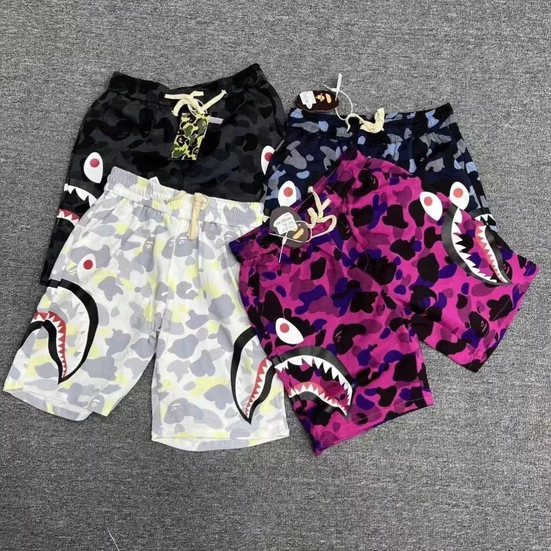 夏季爆款迷彩鲨鱼3D印花短裤情侣款时尚简约宽松经典儿童潮流短裤