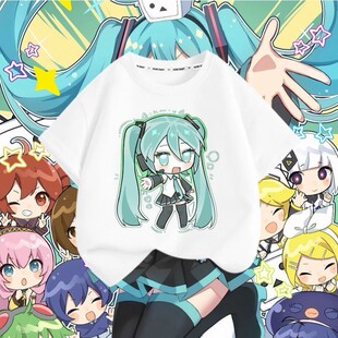 纯棉儿童二次元初音MIKU动漫联名周边同款短袖T恤男女童装上衣服