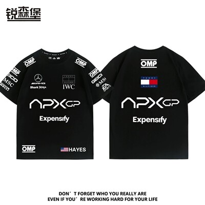 电影F1狂飙飞车APXGP赛车手皮特同款赛车服短袖t恤衫儿童衣服上衣