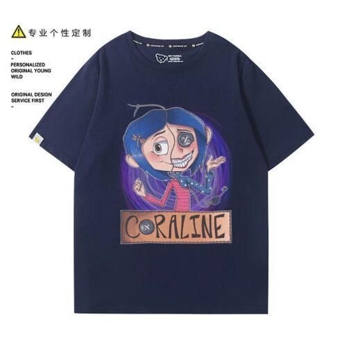 鬼妈妈卡洛琳Coraline哥特恐怖电影周边短袖儿童夏季纯棉T恤衣服