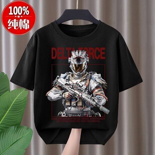 三角洲行动威龙人物图案夏季衣服男装游戏周边痞帅风短袖休闲t恤
