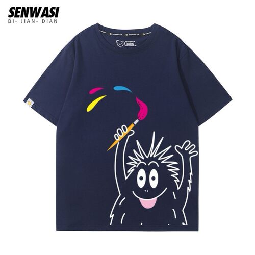 Barbapapa巴巴爸爸联名短袖T恤男夏季宽松体恤动漫儿童衣服透气