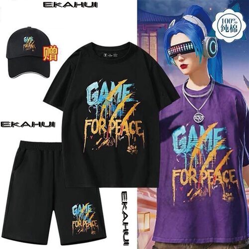 和平精英agfox战队服套装青少年夏季短袖儿童T恤游戏周边男女款