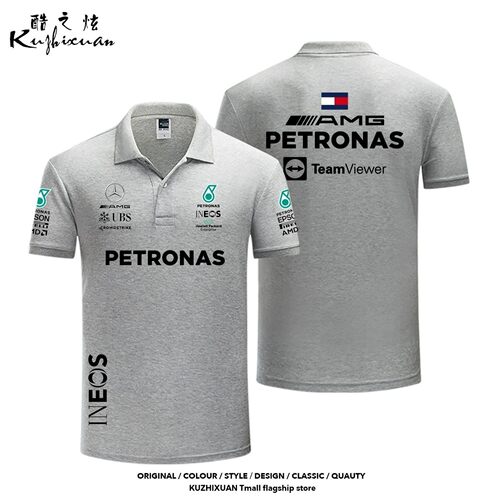 F1赛车梅赛德斯-奔驰车队赛车服翻领polo衫车迷爱好者短袖t恤