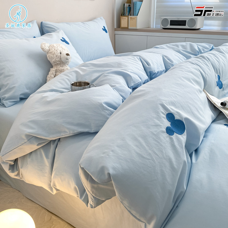 A类卡通儿童全棉四件套少女心纯棉被套男生学生宿舍1.2床笠三件套