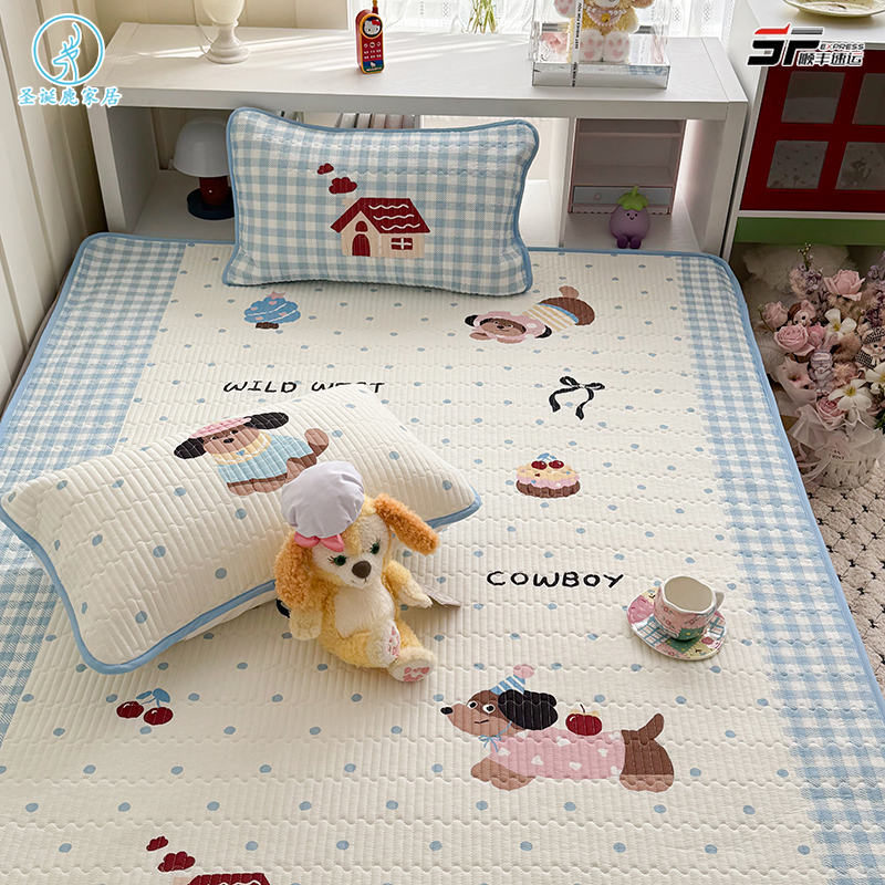 可愛少女心冰皮涼席床笠三件套