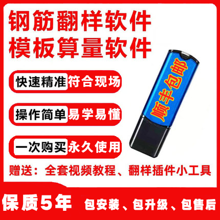 2025新版E筋钢筋翻样下料软件加密狗锁模板混凝土人防送视频教程