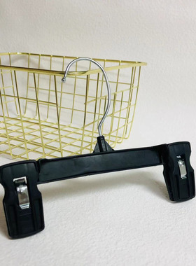 6008裤架儿童塑料裙夹黑色外贸出口电镀可转动金属钩20CM防滑裤挂