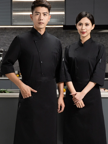 Семь -точка рукава шеф -повара рабочая одежда мужская и женская летняя кухонная рабочая одежда середина ресторана