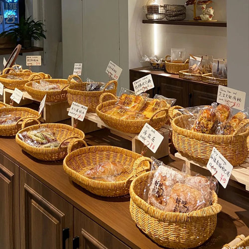 仿藤编收纳筐日式面包篮家用茶几零食手提筐野餐篮编织水果蔬菜篮
