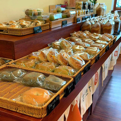 日式烘焙面包篮仿藤编手工编织筐蛋糕点心篮长方形水果陈列篮大号