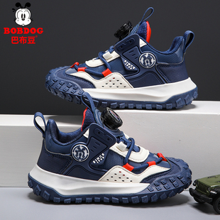 巴布豆男童运动鞋皮面皮水儿童户外登山鞋秋季2025新款中大童男孩
