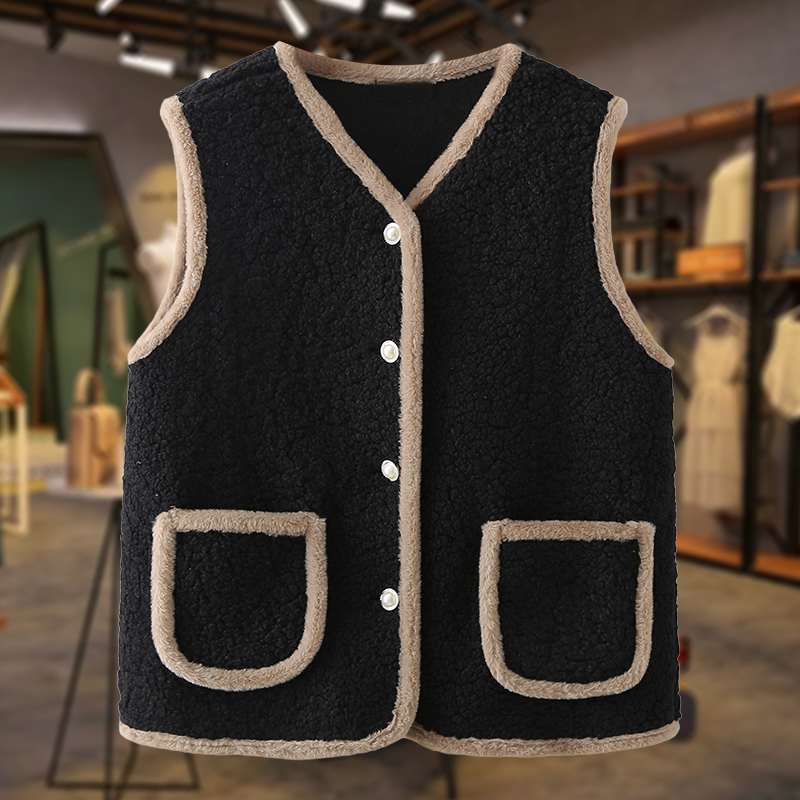 大码女装冬季小香风羊羔绒马甲