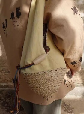 「Maroon」部分现货 西班牙Accidente Con Flores手工棕榈编织包