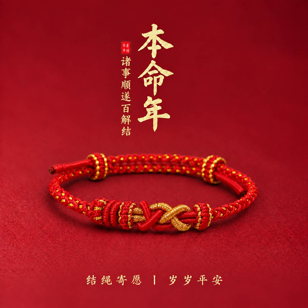 2027本命年红绳手链手工编织百解手绳男女护岁脚链平安绳吉祥礼物