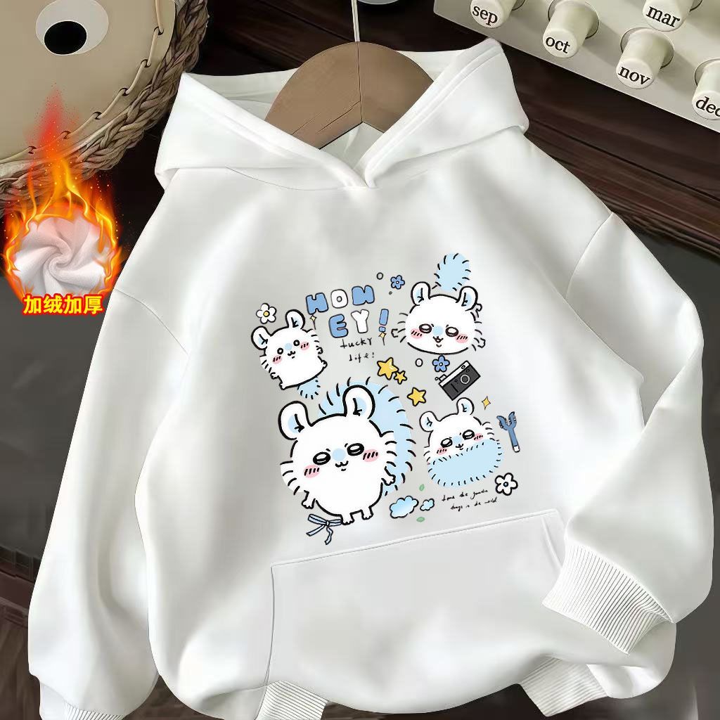 中大童联名款乌萨奇chiikawa动漫印花连帽卫衣男女秋冬季潮流ins