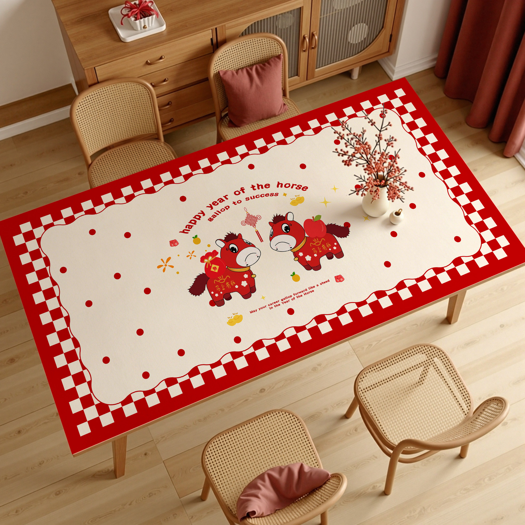【哭哭马官方授权】新年皮革桌垫防水防油餐桌垫防烫桌面保护垫子,居家布艺,桌布,淘宝优惠券,粉丝福利购,淘宝优惠卷